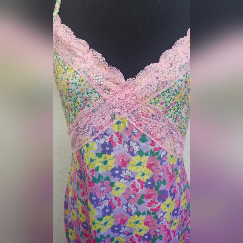 Asos Curve Floral Maxi Dress With Pink Lace Trim Size 12